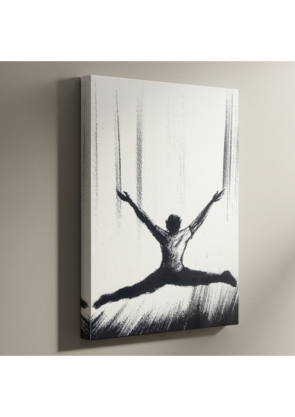 Siyah Beyaz Soyut Atlama Figürü Tablosu