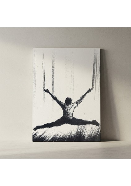 Siyah Beyaz Soyut Atlama Figürü Tablosu fiyatları