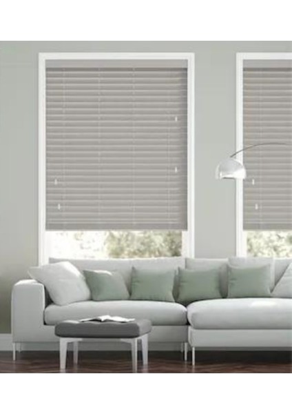Wooden Blinds %100 Doğal Ahşap Jaluzi Perde 50MM, Alüminyum Kasalı Yüksek Kaliteli - Gri (Kurdelasız) fırsatları