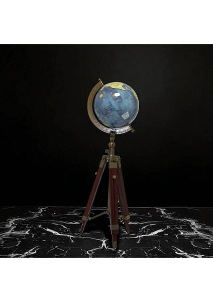 Tripod Ayaklı Retro Dünya Küresi – Mavi Atlas Model Vip