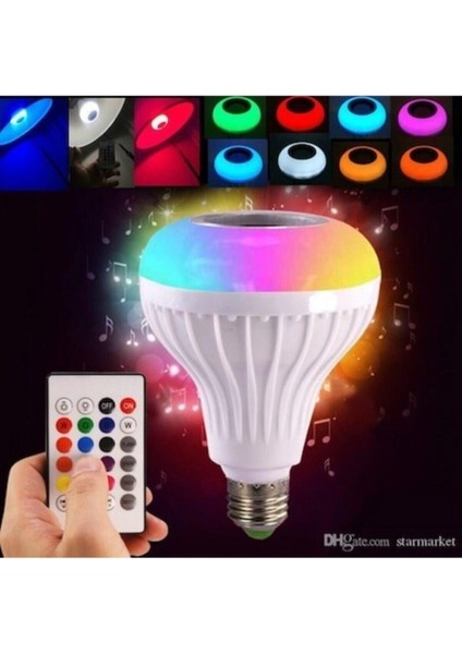 Bluetooth LED Ampul 1-10W RGB E27 – Uzaktan Kumandalı, Hoparlör ve MP3 Çalar Özellikli Akıllı RGB Lamba