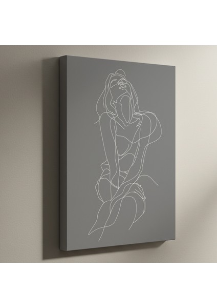 Tek Çizgi Kadın Figürü Soyut Sanat Tablosu