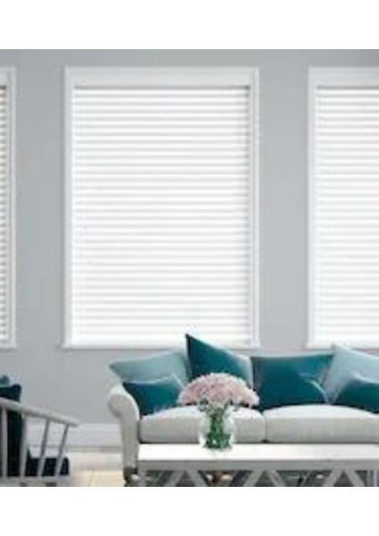 Wooden Blinds %100 Doğal Ahşap Jaluzi Perde 50MM, Alüminyum Kasalı Yüksek Kaliteli - Beyaz (Kurdelasız) fiyatları