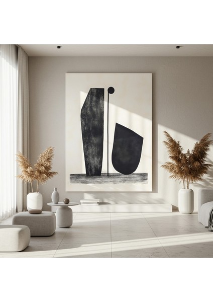Soyut Geometrik Siyah Beyaz Sanat Tablosu fırsatları