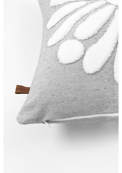 Boho Gri Punch Desenli Pamuk ve Mikro Polyester Çift Yönlü Gizli Fermuarlı Dekoratif Kırlent Kılıfı indirimleri