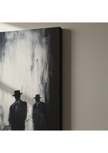 Soyut Siyah Beyaz Şehir Manzarası Tablosu indirimleri