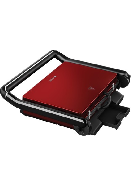 TM 6046 CK 2400 W Çift Taraflı Armor Plakalı Cam Gövdeli Kırmızı Tost Makinesi – Izgara Özellikli ve Yağ Hazneli