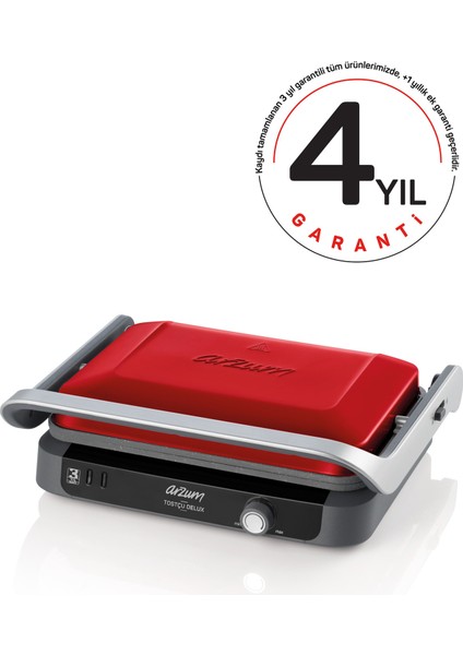 AR2027 Tostçu Delux 1800 W Çift Taraflı Granit Efektli Yanmaz Yapışmaz Plakalı Kırmızı Izgara ve Tost Makinesi fiyatları