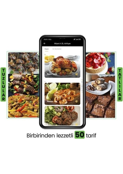 Wiah Yağsız Airfryer Fritöz 3,5 L – Tek Hazneli, Çıkarılabilir Hazne ve Sağlıklı Yağsız Pişirme Teknolojisi