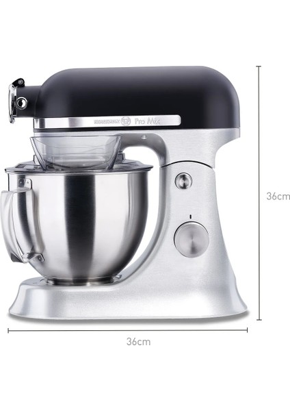 Pro-Mix 1600W Stand Mikser – 4,7 Lt Paslanmaz Çelik Kase, Döküm Gövde ve 11 Kademeli Hız Ayarı, Siyah Satin indirimleri
