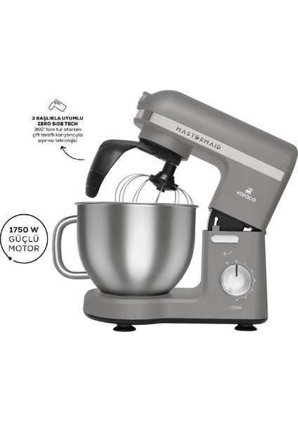 Mastermaid Chef Pro Çift Kollu Stand Mikser 1750W, 5 L Paslanmaz Çelik Hazne, Storm Grey, 6 Kademeli Hız Ayarı indirimleri