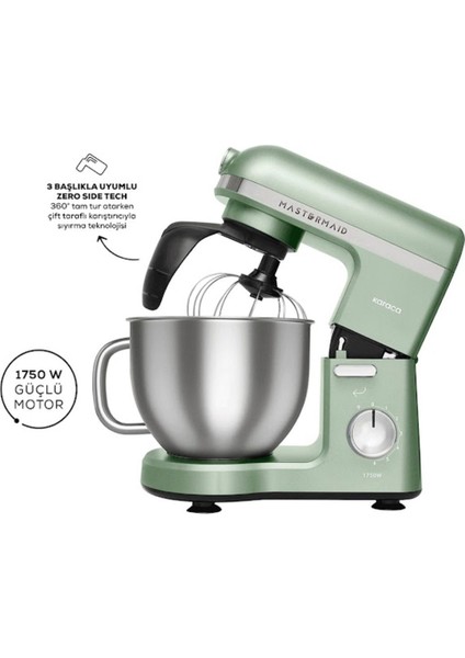 Mastermaid Chef Pro Çift Kollu Stand Mikser 1750W, 5 L Paslanmaz Çelik Hazne, Soft Green, 6 Kademeli Hız Ayarı modelleri