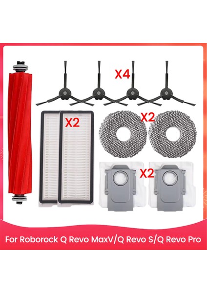 Roborock Q Revo Maxv/q Revo S/q Revo Pro Için Aksesuar Seti Ana Yan Fırça Toz Torbası Hepa Filtre Paspas Bezleri B (Yurt Dışından)