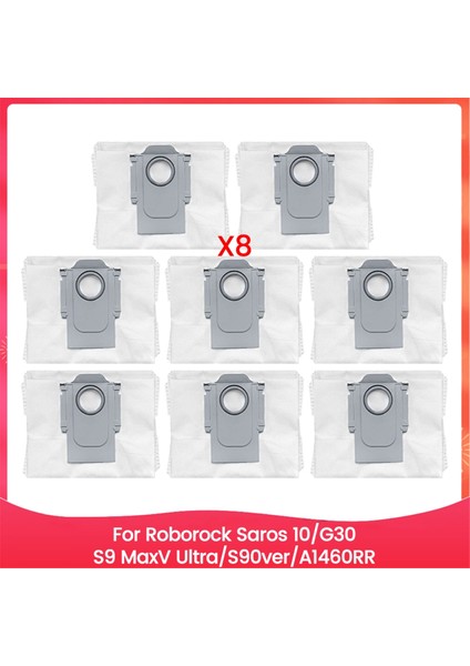 Roborock Saros 10/G30/S9 Maxv ULTRA/S90VER/A1460RR Elektrikli Süpürge Yedek Parçalarına Uygun 8 Adet Vakumlu Toz Torbası (Yurt Dışından)