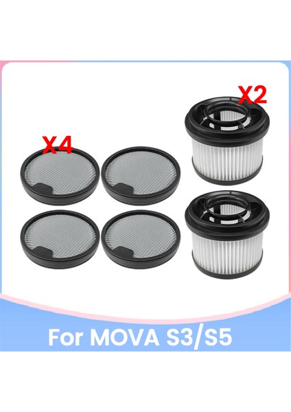 Mova S3/s5 El Tipi Kablosuz Süpürge Için 6 Parça Yedek Filtre Seti Ön ve Arka Filtre Yıkanabilir ve Tekrar Kullanılabilir (Yurt Dışından)