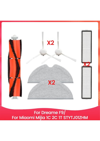 Dreame F9/xiaomi Mijia 1c 2c 1t STYTJ01ZHM Ana Yan Fırça Paspas Bezi Hepa Filtre Verimli Temizlik Aksesuarları Kiti (Yurt Dışından)