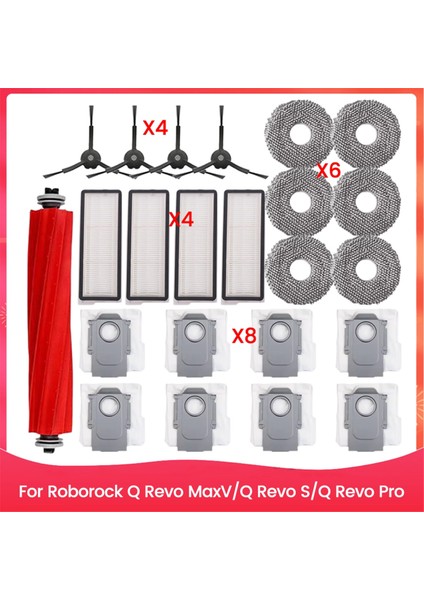 Roborock Q Revo Maxv/q Revo S/q Revo Pro Yedek Parçaları Ana Yan Fırça Toz Torbası Hepa Filtre Paspas Bezleri A (Yurt Dışından)