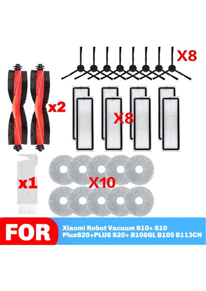 Xiaomi Robot Süpürge S10 Plus S10+/ S20+ Plus /S20+/B108GL Yedek Parça Filtre Ana Yan Fırça Paspas Aksesuarları Için Uygundur (Yurt Dışından)