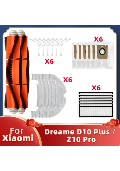 Dreame Robot D10 Plus RLS3D Z10 Pro Hepa Filtre Paspas Ana Yan Fırça Toz Torbası Parçaları (Yurt Dışından)