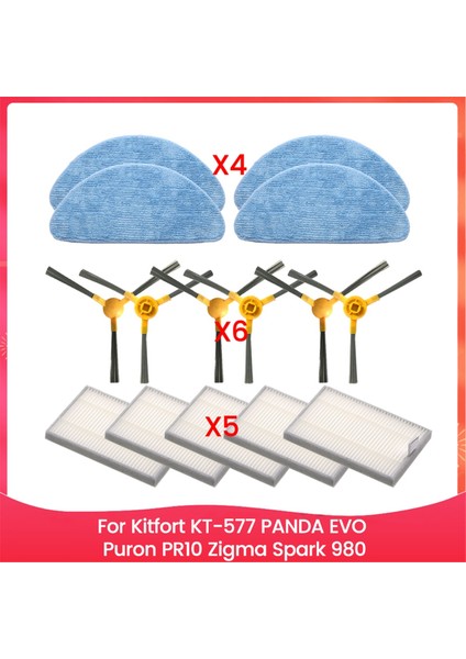 Kitfort KT-577 Panda Evo Puron PR10 Zigma Spark 980 Yedek Parçaları Verimli Temizlik Yan Fırça Filtresi Paspas Bezi Parçaları (Yurt Dışından)