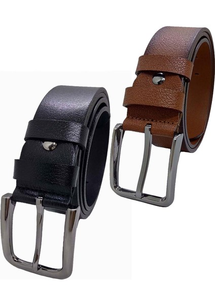 Erkek Kemer Seti 2’li %100 Hakiki Deri Siyah ve Taba Renk Şık ve Dayanıklı Tasarım fiyatları