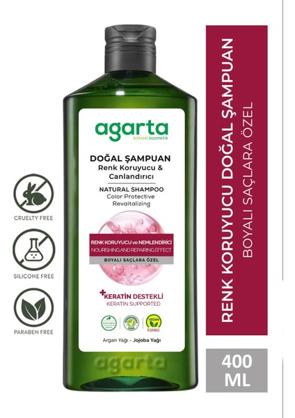 Agarta Boyalı Saçlar Için Renk Koruyucu ve Canlandırıcı Tuzsuz Şampuan 400ML