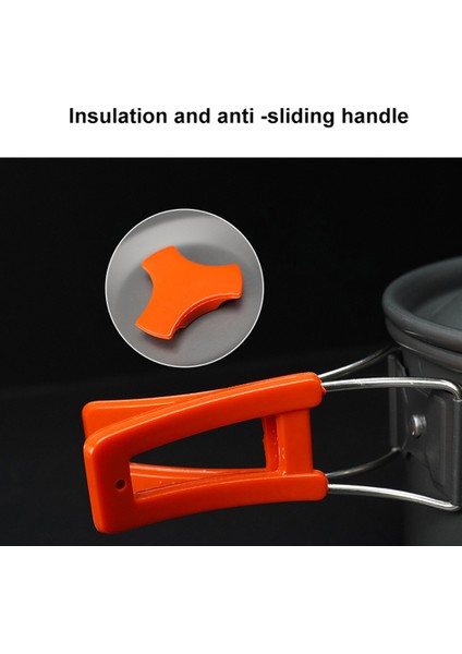 Aotu AT6384-2 Taşınabilir Saplı Tava Açık Hava Kamp Piknik Tencere Tencere Seti 2-3 Kişilik (Fda Yok, Bpa Içermez)-Turuncu (Yurt Dışından) modelleri