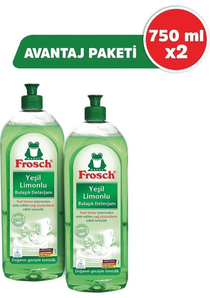 Yeşil Limonlu Bulaşık Deterjanı 2×750 ml – Güçlü Yağ ve Kir Temizleme, pH Nötr, Vegan, Ecolabel Sertifikalı fiyatları