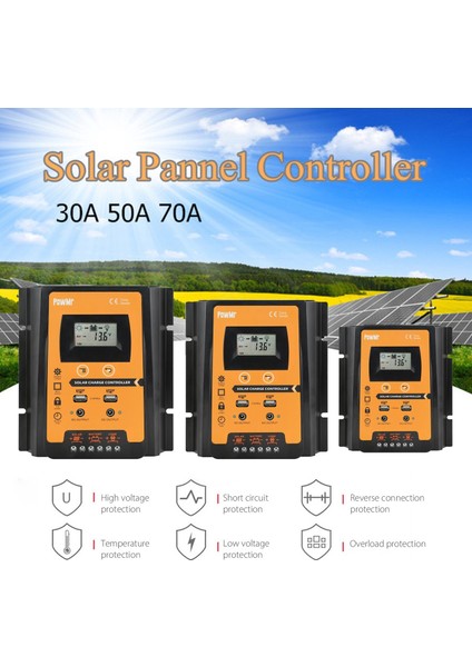 Powmr LCD Ekranlı Pwm Güneş Şarj Kontrol Cihazı 12V/24V Güneş Paneli IP32 Pv Akü Şarj Zamanlayıcı Regülatörü Çift USB PORTLU-30A (Yurt Dışından) fırsatları