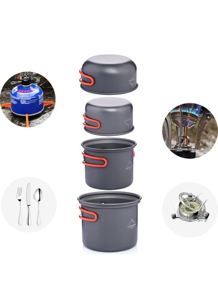 Wıdesea WSC-102 4 Adet/takım Açık Hava Pişirme Gereçleri Yürüyüş Kamp Tencere Tava Kase Tencere Seti 2-3 Kişilik (Fda Sertifikası Yok, Bpa Içermez) (Yurt Dışından) modelleri