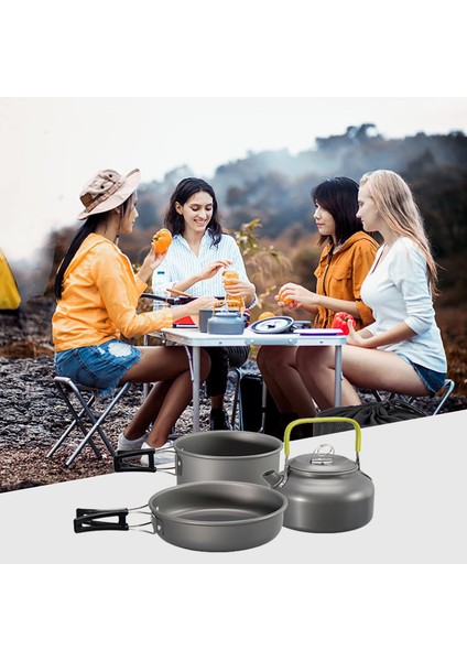 Halın DS-308 Taşınabilir Saplı Tava Kamp Tenceresi Tencere Seti 2-3 Kişilik (Fda Yok, Bpa Içermez)-Yeşil (Yurt Dışından) indirimleri