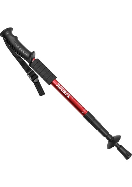 Aolıkes 3401 Hafif Alüminyum Alaşımlı Trekking Baton 4 Bölmeli Ayarlanabilir Yürüyüş Bastonu-Kırmızı (Yurt Dışından)