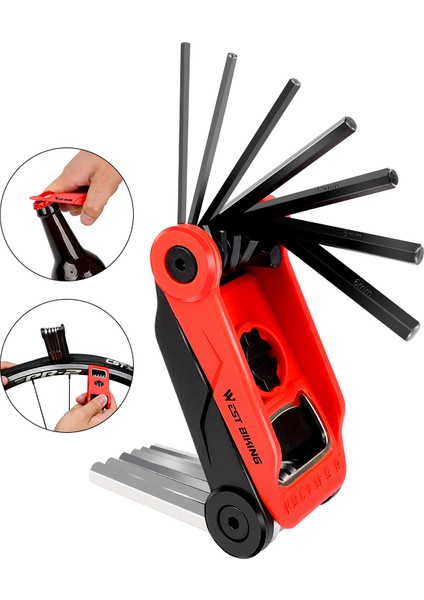 West Bıkıng 16'sı 1 Arada Çok Fonksiyonlu Bisiklet Bisiklet Tamircisi Tamir Alet Seti-Kırmızı (Yurt Dışından)