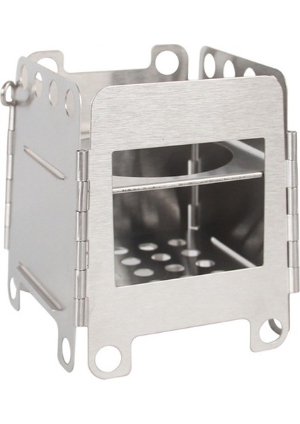 WS006S Mini Kamp Piknik Sobası Çıkarılabilir Paslanmaz Çelik Odun Sobası-Gümüş (Yurt Dışından)