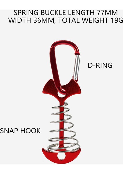 Aotu AT6546 Alüminyum Alaşımlı Balık Kılçığı Yaylı Çivili Çadır Kazığı Güverte Çapa Çivisi D Şeklinde Karabinalı-Kırmızı (Yurt Dışından) indirimleri