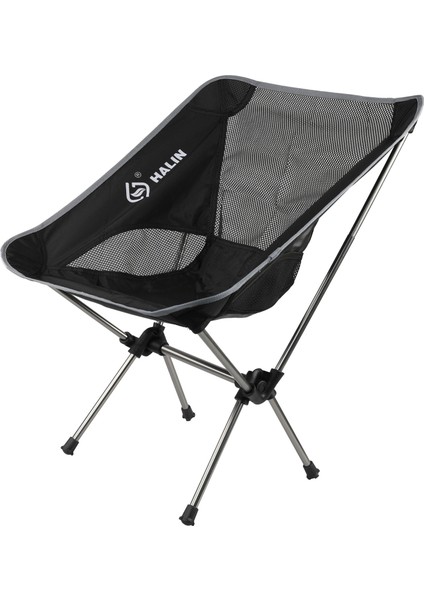Halın HS-334 Taşınabilir Katlanır Sandalye Alüminyum Alaşımlı Direk 1200D Oxford Kumaş Kamp Sırtlıklı Sandalye-Gri (Yurt Dışından)