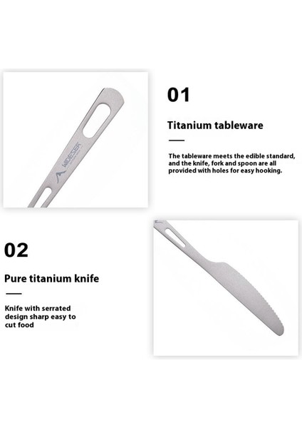 Wıdesea WSTT-121 Titanyum Açık Hava Kamp Piknik Çatal Bıçak Takımı Bıçak Çatal Kaşık Fileli Çanta (Bpa Içermez, Fda Yasaktır) (Yurt Dışından) modelleri