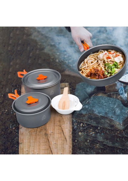 Hewolf HW-K1344 Taşınabilir Kaymaz Saplı Tava Sıcaklığa Dayanıklı Kamp Tencere Seti 2-3 Kişilik (Yurt Dışından) fiyatları