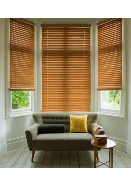 Wooden Blinds %100 Doğal Ahşap Jaluzi Perde 50MM, Alüminyum Kasalı Yüksek Kaliteli - Meşe (Kurdelasız) fırsatları
