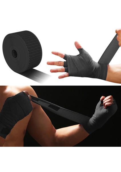 Aıbeıjıan BD001 2 Adet 450*5 cm Pamuklu Boks Kickboks Muay Thai El Bandajı Elastik Nefes Alabilir Bandaj-Siyah (Yurt Dışından) fiyatları