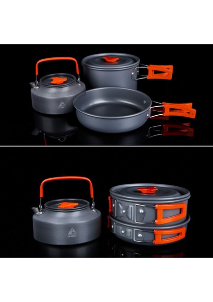 Hewolf HW-K1692 Taşınabilir Saplı Tava Sıcaklığa Dayanıklı Kamp Tencere Seti 2-3 Kişilik Su Şişesi ile (Yurt Dışından) fiyatları