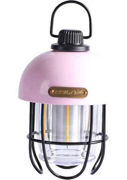 Eslnf USB Kamp Lambası Retro LED Acil Durum Çadır Lambası Kamp Feneri Açık Hava Kamp Yürüyüş Balıkçılık Gece Lambası-Pembe (Yurt Dışından)
