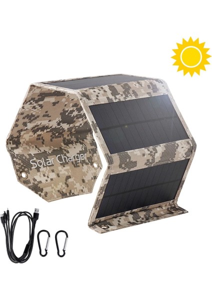 SPB4Z Katlanabilir 4 Güneş Paneli Şarj Cihazı 8W 5V Taşınabilir Güneş Şarj Cihazı Açık Hava Yürüyüş Kampı-Kamuflaj (Yurt Dışından)