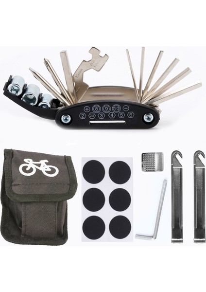 16'sı 1 Arada Allen Tornavida Seti-Bisiklet, Motosiklet Lastiği Için Hassas Bisiklet Tamir Aleti-1 Set (Yurt Dışından)
