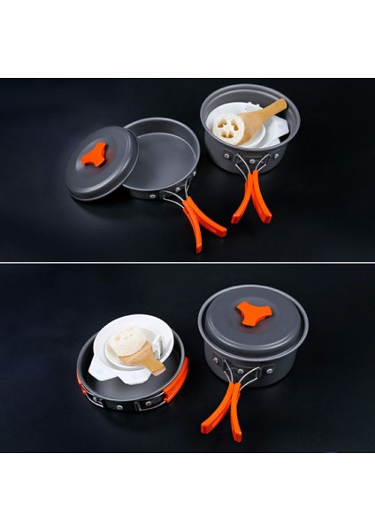 Hewolf HW-K1342 Taşınabilir Kaymaz Saplı Tava Sıcaklığa Dayanıklı Kamp Tencere Seti 1-2 Kişilik (Yurt Dışından) fiyatları