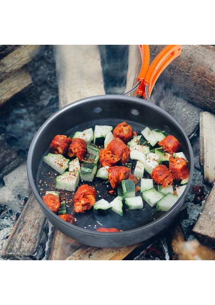 Hewolf HW-K1342 Taşınabilir Kaymaz Saplı Tava Sıcaklığa Dayanıklı Kamp Tencere Seti 1-2 Kişilik (Yurt Dışından) modelleri