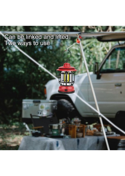 Taşınabilir Vintage Kamp Cob Lambası Şarj Edilebilir Açık Hava Çadır Feneri Asılı Lamba-Kırmızı (Yurt Dışından) fiyatları