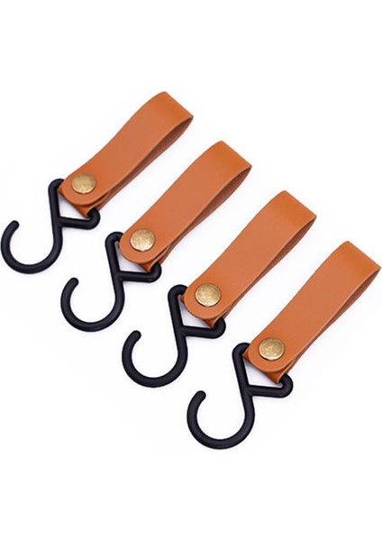 Aotu 4 Adet Pu Deri Kayış S Şeklinde Plastik Kancalar Açık Hava Kampı Asılı Tencere Tavalar-Hafif Kahve (Yurt Dışından)