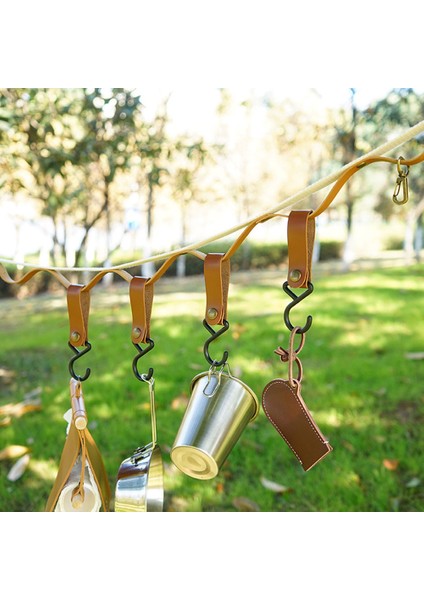 Aotu 4 Adet Pu Deri Kayış S Şeklinde Plastik Kancalar Açık Hava Kampı Asılı Tencere Tavalar-Hafif Kahve (Yurt Dışından) fiyatları