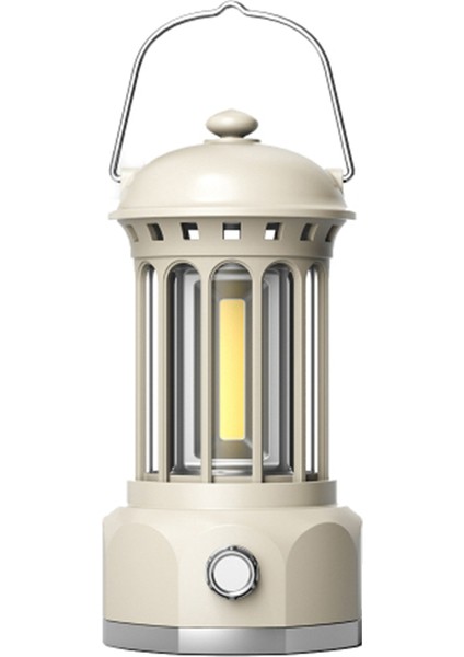 Şarj Edilebilir Cob Kamp Lambası Retro Stil Çadır Asılı Fener Lambası Yürüyüş Akşam Partisi Için, Boyut: L-Beyaz (Yurt Dışından)